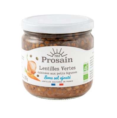 Lentilles vertes cuisinées aux petits légumes et aromates BIO, Prosain (230 g)