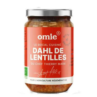 Dhal de lentilles corail BIO (tomates, lentilles françaises), Omie (340 g)