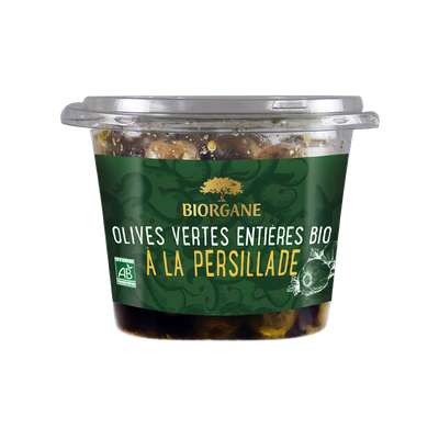 Olives vertes entières à la persillade en pot BIO, Biorgane (250 g)