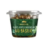 Olives vertes entières au basilic en pot BIO, Biorgane (250 g)