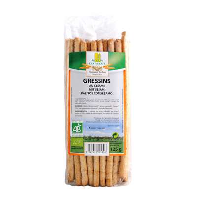 Gressins blé au sésame BIO, Moulin des Moines (125 g)