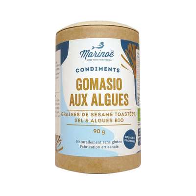 Gomasio aux algues (sésame, sel, nori, farine de wakamé) BIO, Marinoe (90 g)