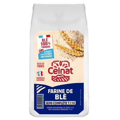 Farine de blé semi-complète T110 BIO, Celnat (1 kg)