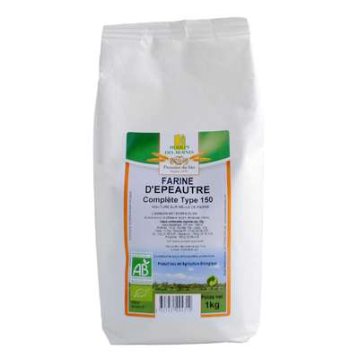 Farine d'épeautre complète T150  BIO, Moulin des moines (1 kg)