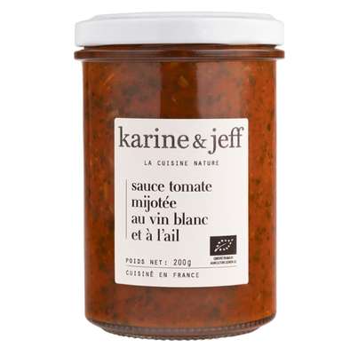 Sauce tomate mijotée au vin blanc et à l'ail BIO, Karine & Jeff (200 g)