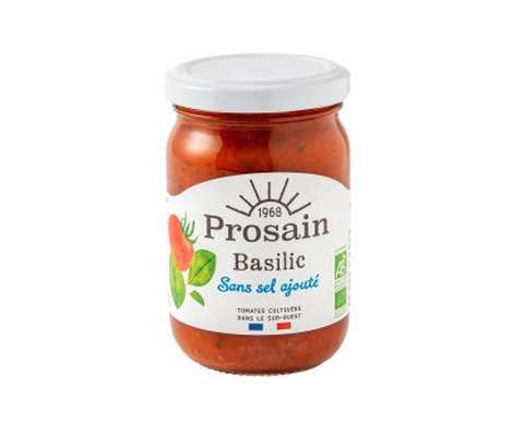 Sauce tomate au basilic sans sel ajouté BIO, Prosain (200 g)