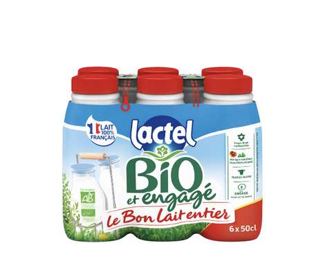 Pack de lait entier BIO et engagé, Lactel (6 x 50 cl)
