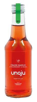 Jus pétillant fraise basilic BIO, Unaju (25 cl)
