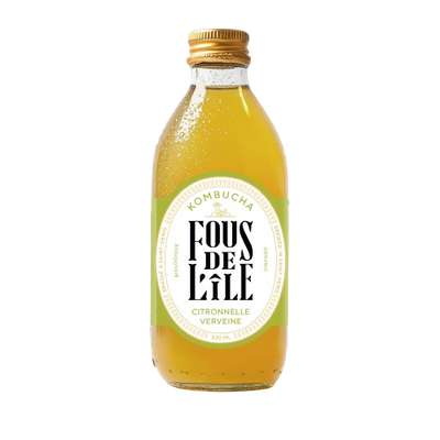 Kombucha Citronnelle et verveine BIO, Fous de l'Ile (33 cl)