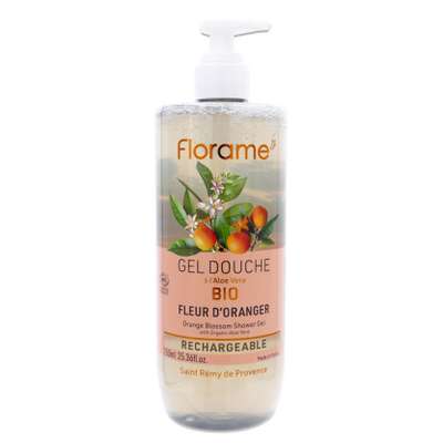 Gel douche Fleur d'oranger BIO rechargeable, Florame (750ml)