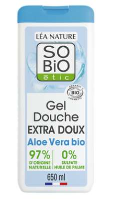 Gel douche aloe vera sans sulfates BIO, So'Bio (650 ml)