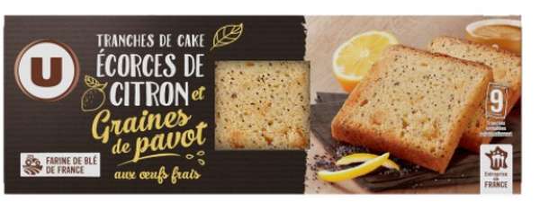 Tranches de cake écorces de citron & graines de pavot, U  (9 tranches, 270 g)