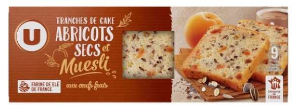 Tranches de cake abricots & muesli en tranche, U (9 tranches, 270 g)