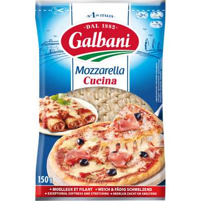 Mozzarella râpée au lait pasteurisé 25% de MG, Galbani (150 g)