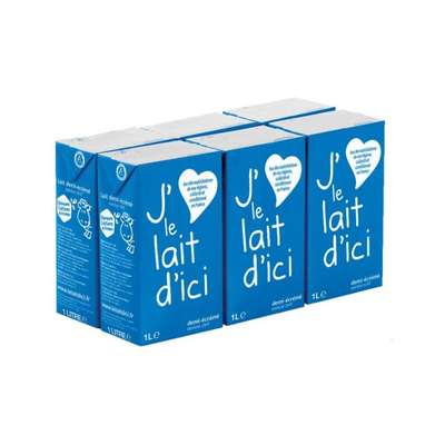 Pack de lait demi-écrémé, J'aime le lait d'ici (6 x 1 L)