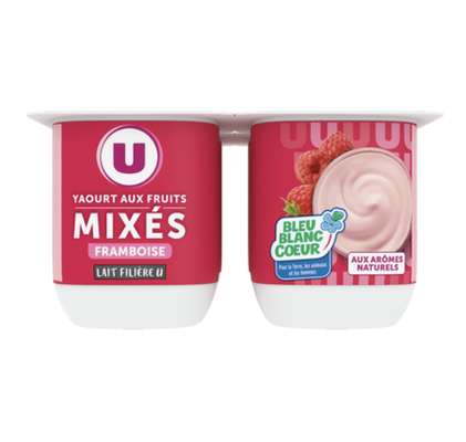 Yaourt à la framboise mixée, U  (4 x 125 g)