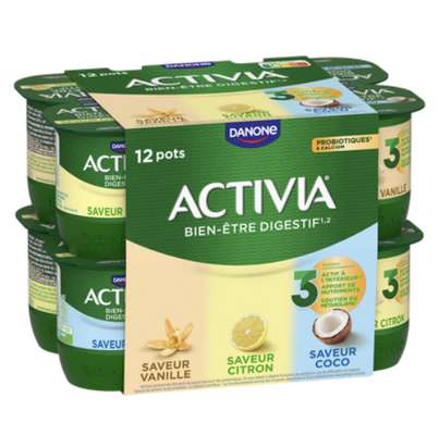 Yaourts au bifidus citron/vanille/coco, Activia (12 x 125 g)