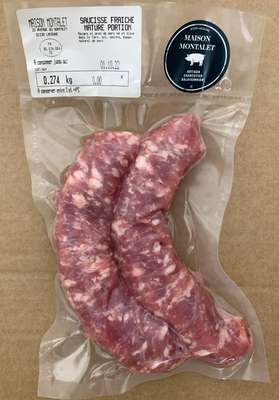 Saucisse fraiche nature, Maison Montalet (x 2, environ 260 g)