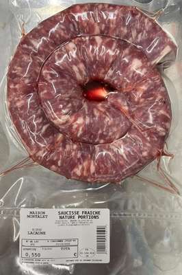 Saucisse fraiche nature brasse, Maison Montalet (environ 500 g)