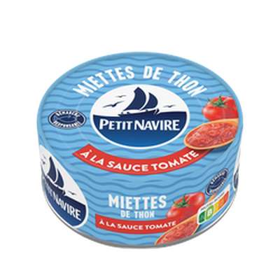 Miettes de thon à la sauce tomate démarche responsable, Petit Navire (140 g)