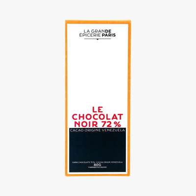 Tablette de chocolat noir 72% origine Venezuela, La Grande Epicerie de Paris (80 g)