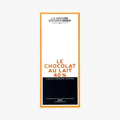 Tablette de chocolat au lait 40% origine Ghana, La Grande Epicerie de Paris (90 g)