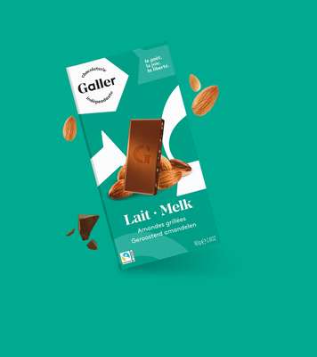 Tablette lait amandes grillées, Chocolat Galler (80 g)