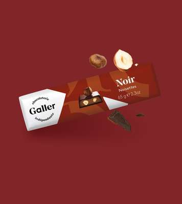 Bâton noir noisettes, Chocolat Galler (65 g)