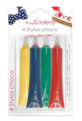 Stylos Goût Choco Rouge/bleu/jaune/vert, Scrapcooking (4x25g)