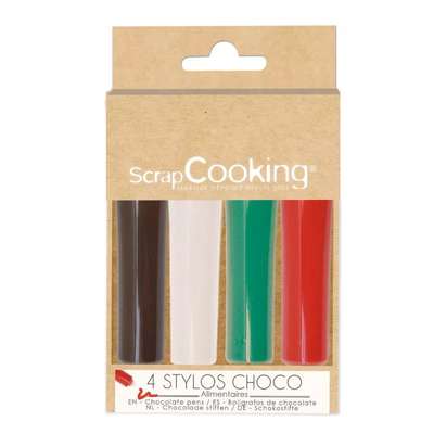 Stylos Choco Rouge/blanc/vert/choco, Scrapcooking (4 x 25 g)