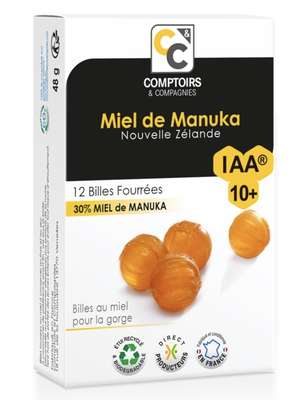Billes fourrées 30% de miel de manuka IAA 10+, Comptoir & Compagnies (48 g)
