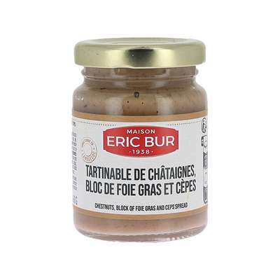 Tartinable de chataignes,bloc de foie gras et cèpes, Eric Bur (90 g)