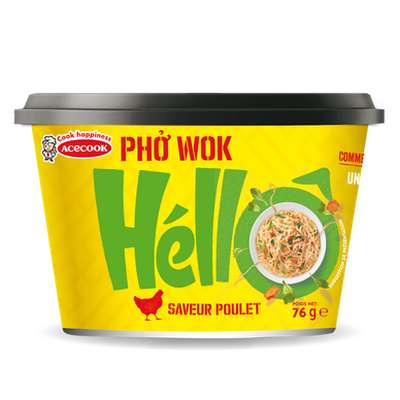 Wok de nouille de riz saveur poulet, Acecook (76 g)