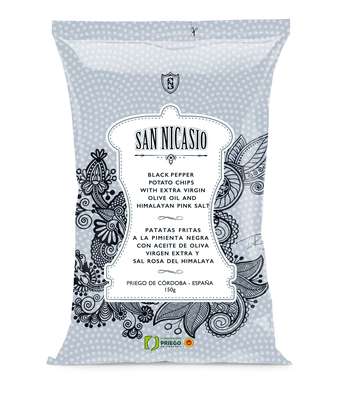 Chips de luxe à l'huile d'olive vierge extra, au sel rose et au poivre noir, San Nicasio (150 g)