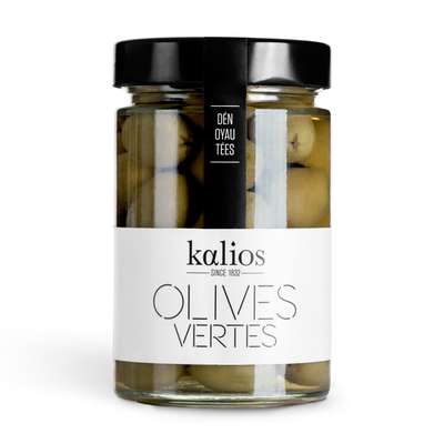 Olives vertes Chalkidiki au naturel dénoyautées, Kalios (310 g)