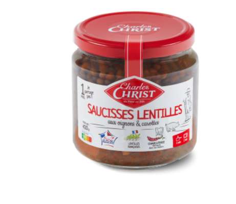 Saucisses lentilles, Charles Christ (410 g)
