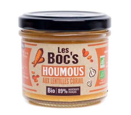 Houmous aux lentilles corail BIO, Les Boc's (110 g)