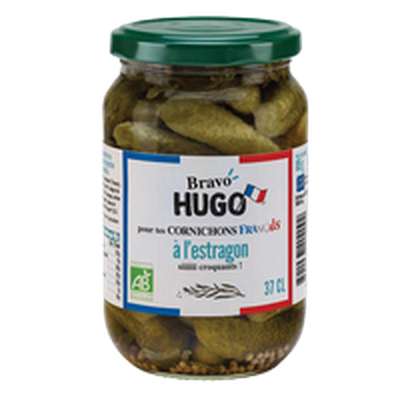Cornichons français à l'estragon BIO, Bravo Hugo (350 g)
