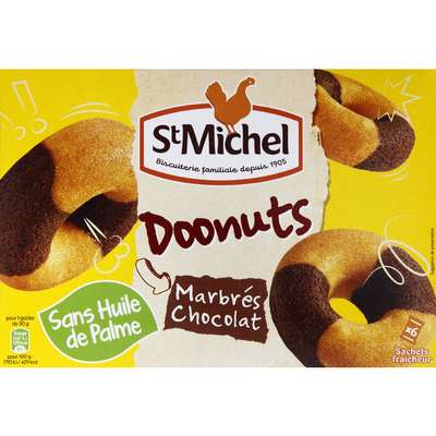 Doonuts marbrés chocolat, St Michel (x 6, 180 g)