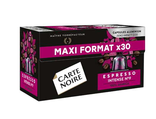 Café espresso intense n°9 capsules, Carte Noire (x30, 165 g)