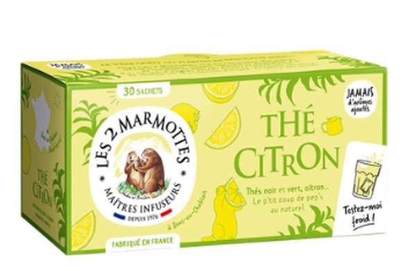 Thé Citron BIO, Les 2 Marmottes (x 30 sachets, 58 g)