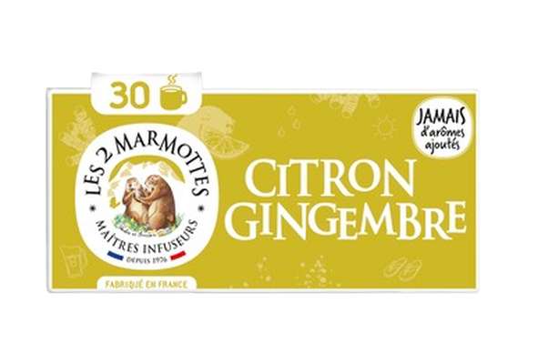 Infusion Citron Gingembre, Les 2 Marmottes x 30 sachets (48 g)