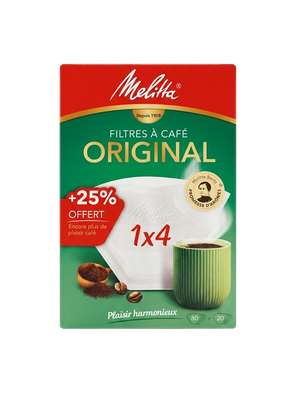 Filtres à café 1x4, Melitta (x 80 + 20 Offerts)