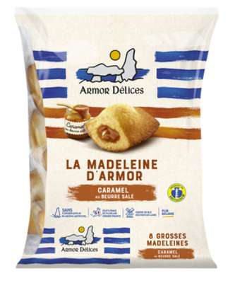 Madeleine fourrage caramel beurre salé, Armor Délices (x 8, 264 g)