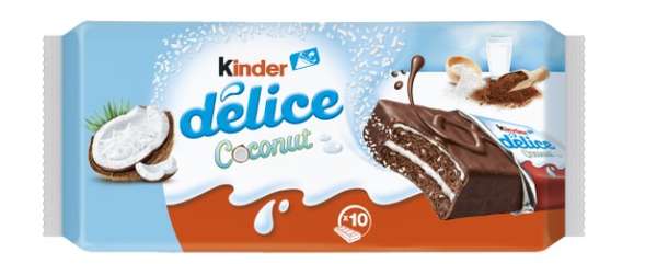 Gâteau coconut, 10 pièces, Kinder Délice (370 g)