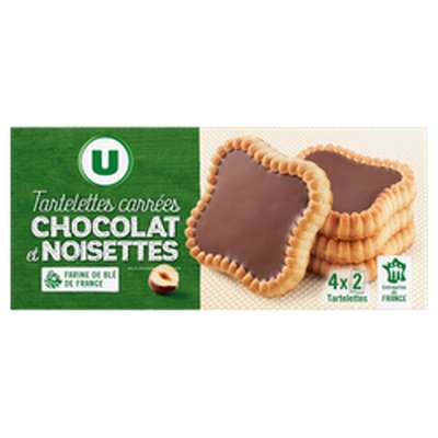 Tartelettes carrées parfum chocolat noisette, U (127 g)