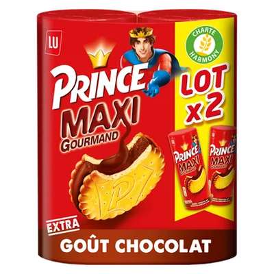 Biscuit Prince goût chocolat maxi gourmand, Lu (2 x 250 g)