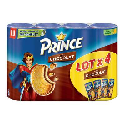 Biscuit Prince au chocolat, Lu (LOT DE 4 x 300 g)