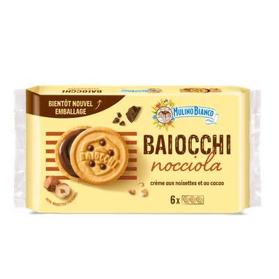Biscuits au chocolat Baiocchi Nocciola, Mulino Bianco (x 6, 336 g)