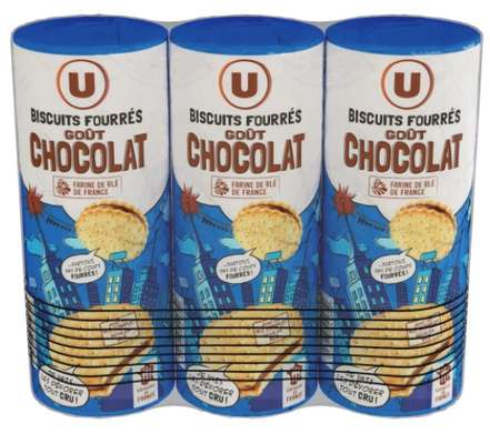 Goûters ronds fourrés goût chocolat, U (3 x 300 g)